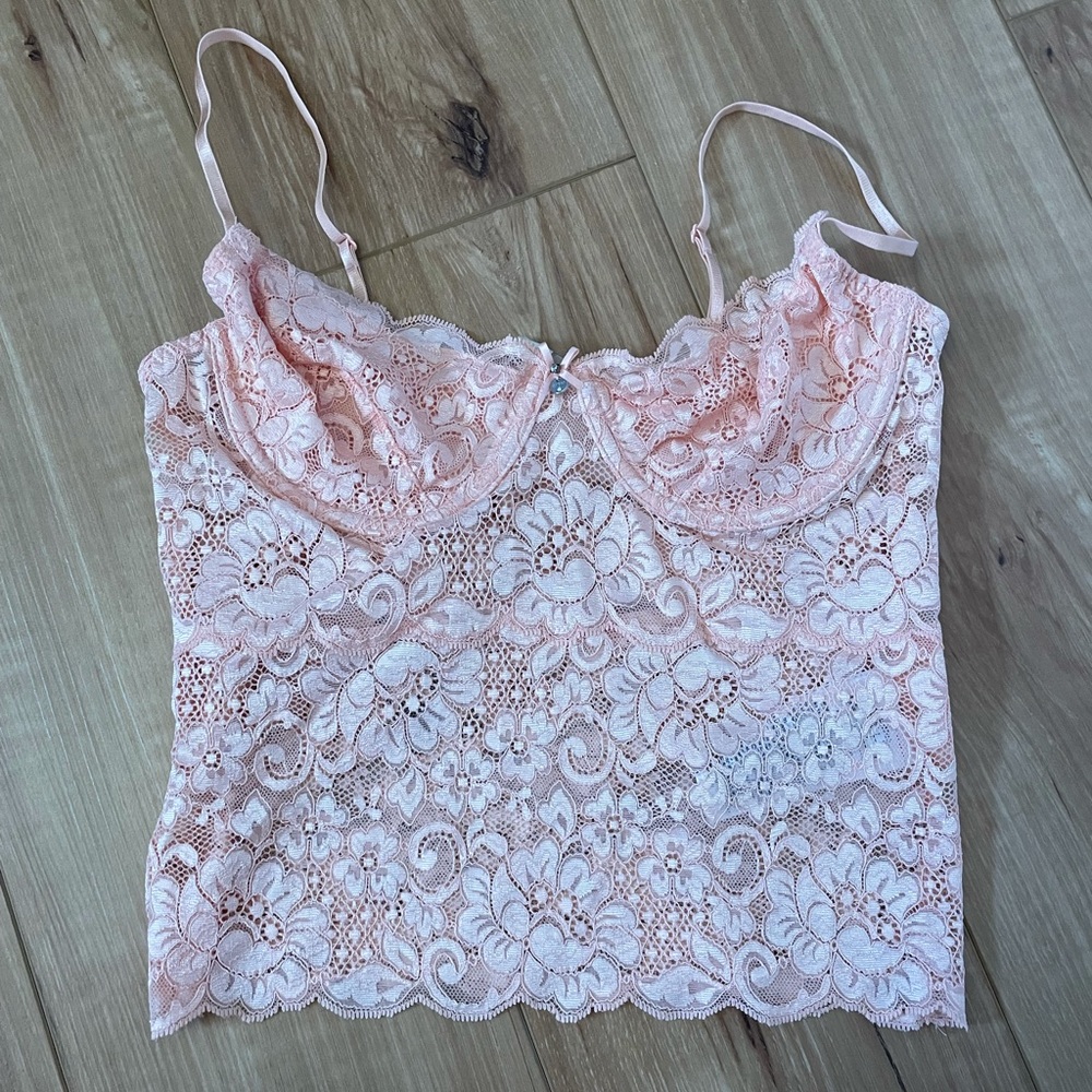Guess lace bralette in stage pink